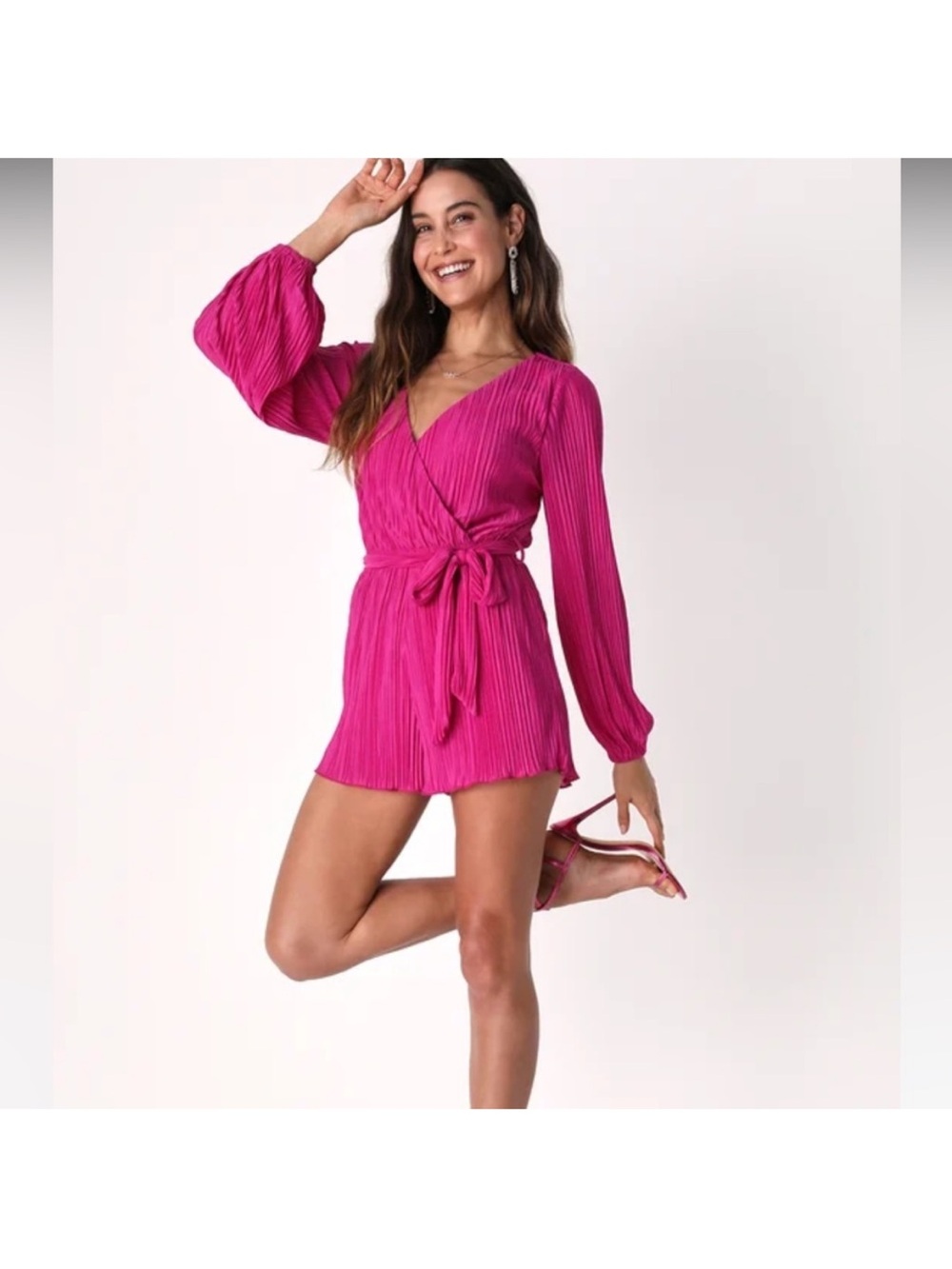 Lulus Pink faux wrap Romper